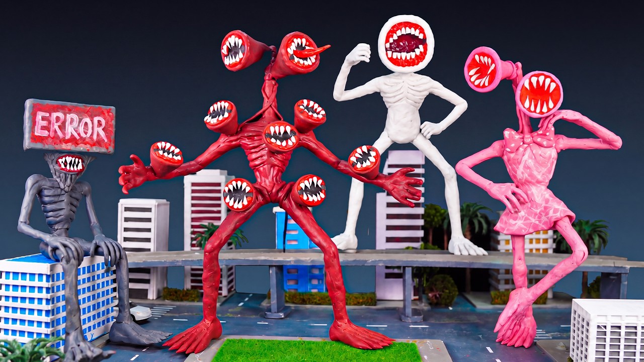 😱 ALL SIREN HEAD (Siren Head Girl, Megaphone, Lvl 999 Red, Error Head) | Trevor Henderson with Clay