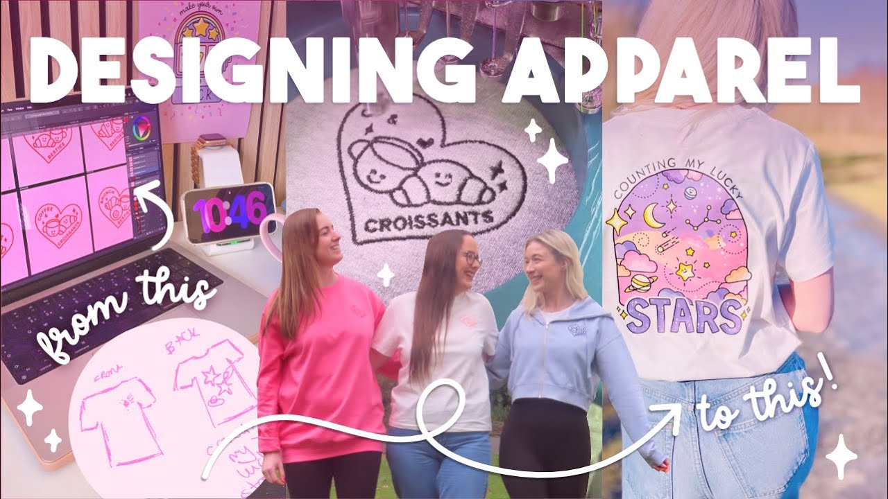 STUDIO VLOG | Designing new apparel for my small business ✨ Using DTF & Embroidery 🧵