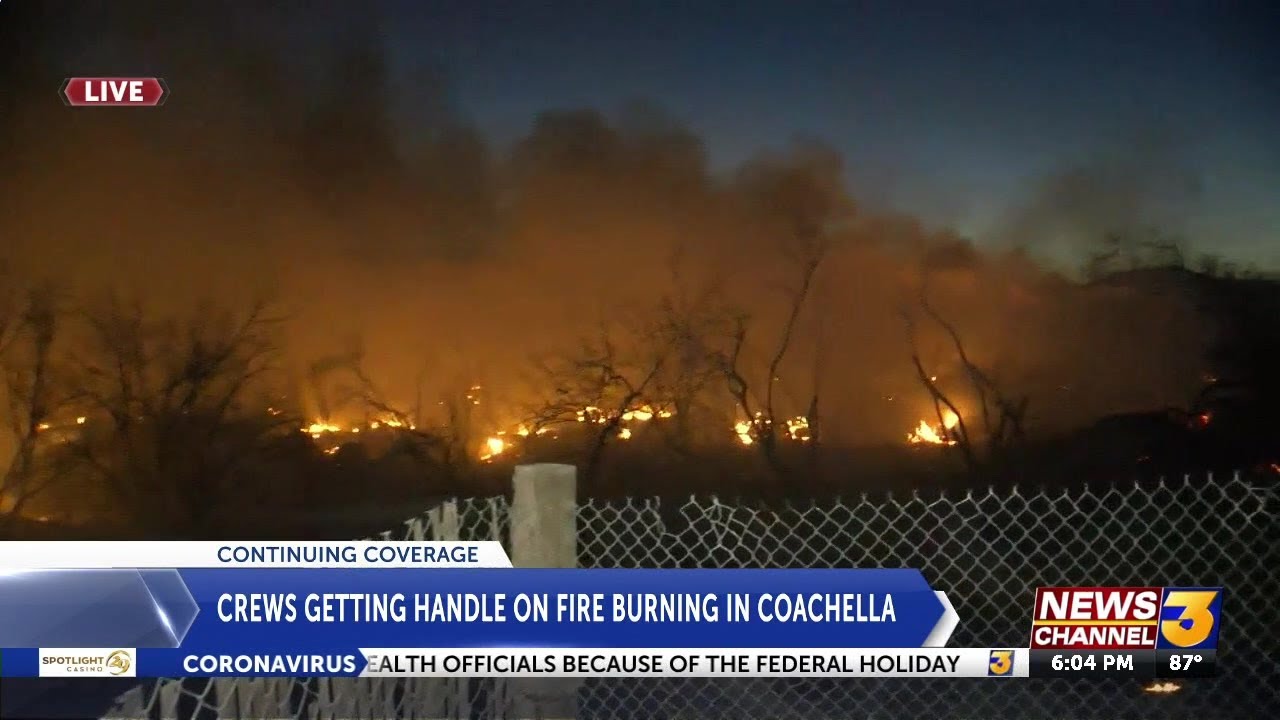 Fire in Coachella grows to 10 acres, smoke visible throughout the valley