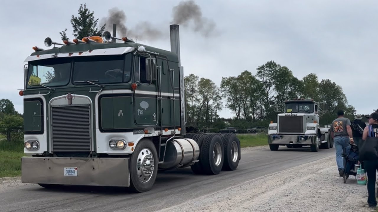 Onaway Big Rig Challenge 2022 Part 2! Trucks rolling by Jaking, honking and reving!