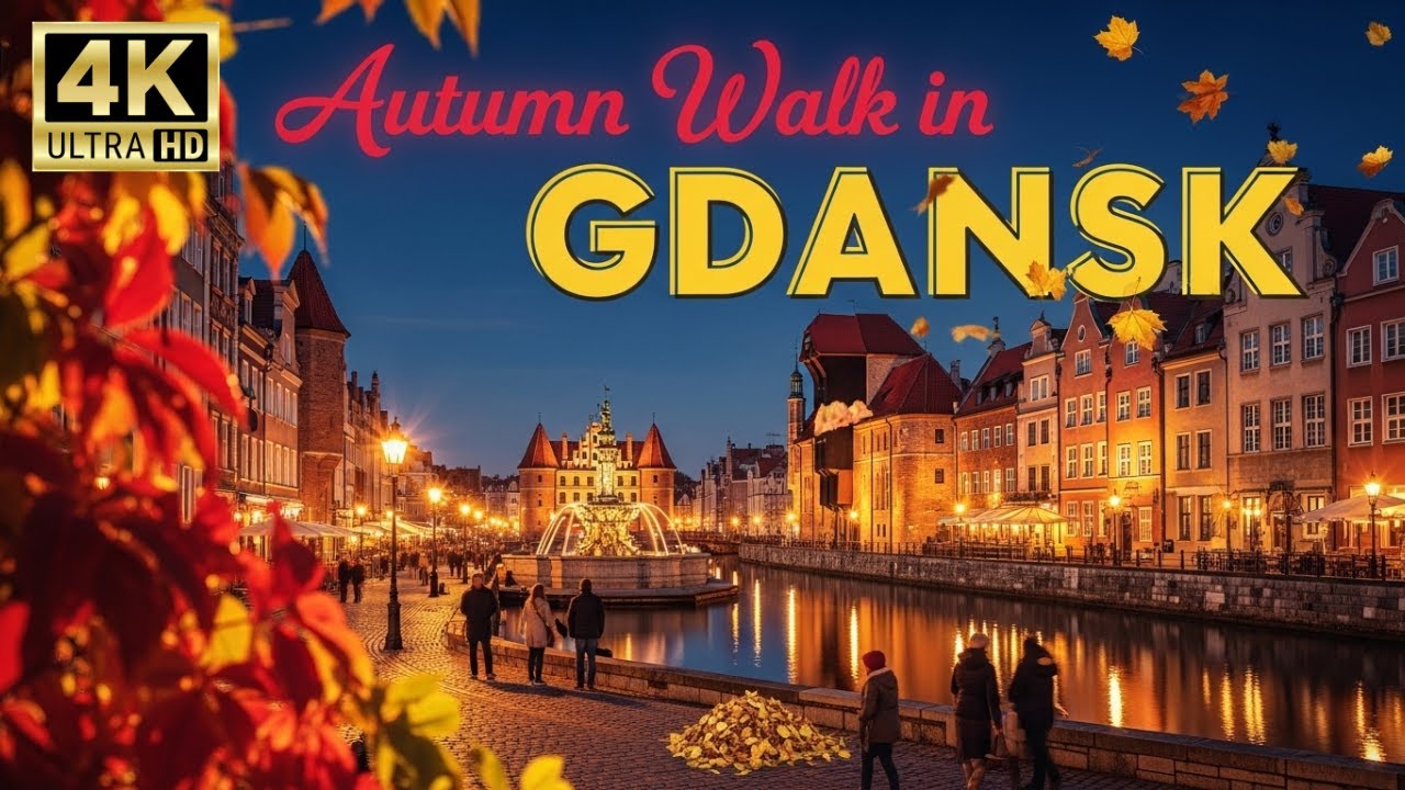 Gdańsk Night Walk Poland 🇵🇱 | Autumn Evening in Old Town | 4K UHD