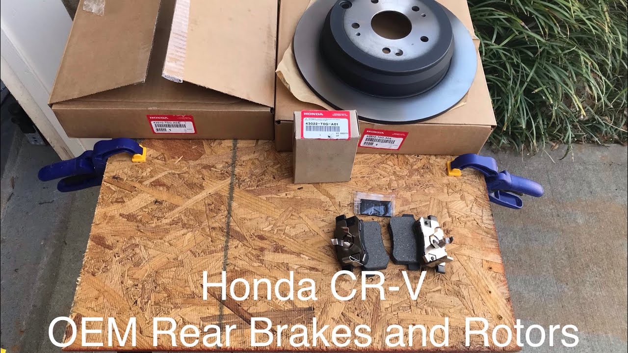 Replace rear brakes and rotors on a Honda CR-V. Adjust emergency brake shoes. 2011 2012 2013 2014