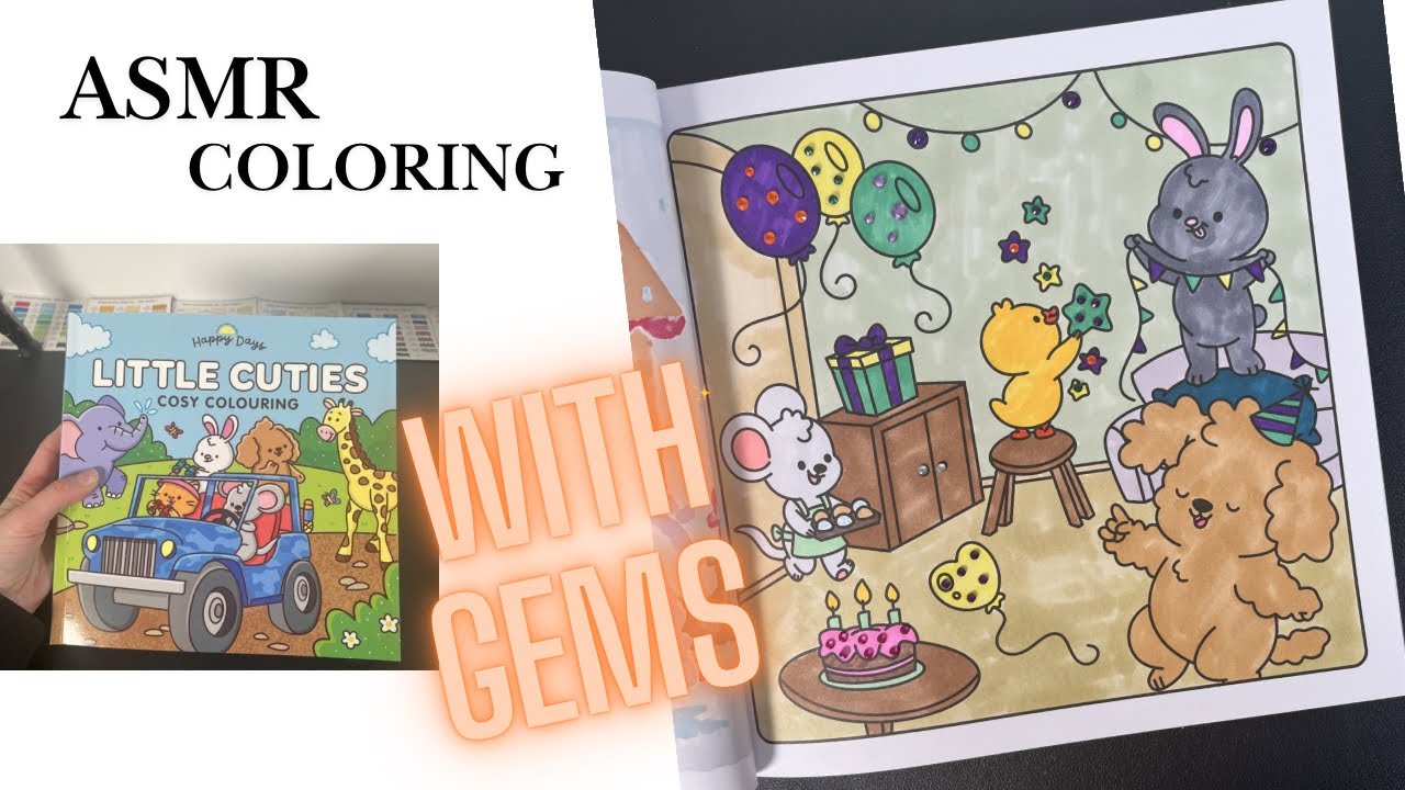 🎈asmr coloring/gems added/little cuties coloring book/art therapy 