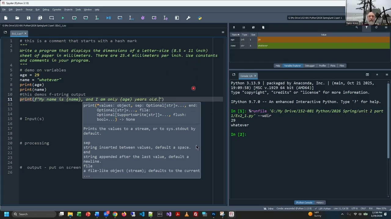 Python - Unit 2 - Exercise Completion Part 1 - Spring 2026