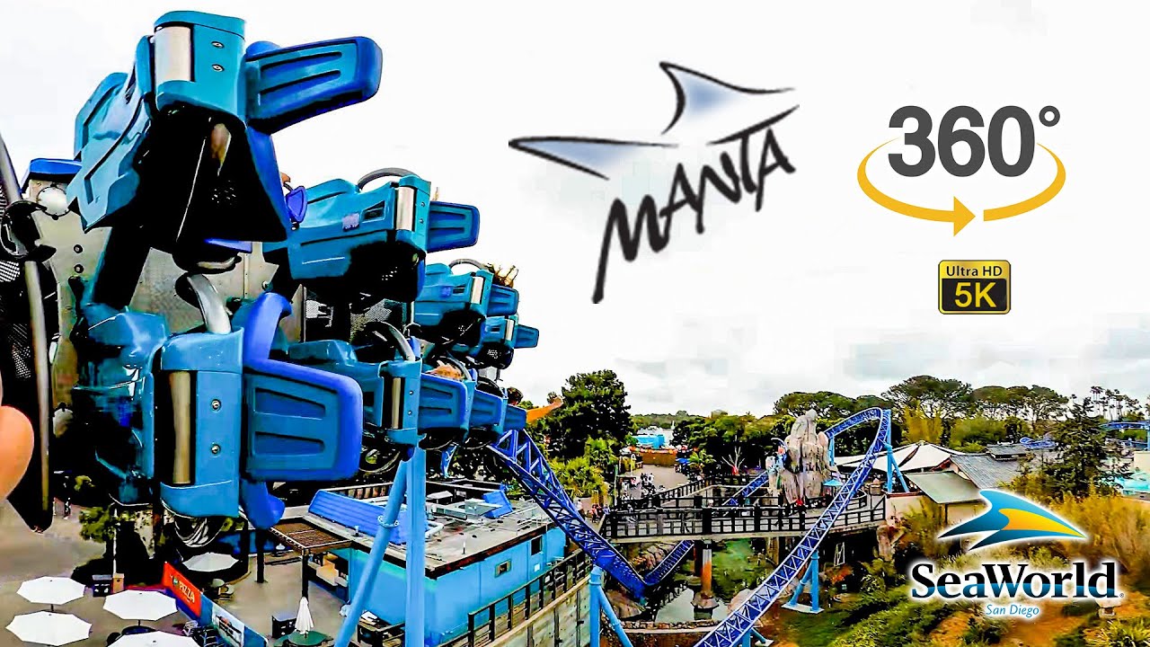 VR 360 5K Manta Roller Coaster On Ride POV with Queue SeaWorld San Diego 2022 03 19