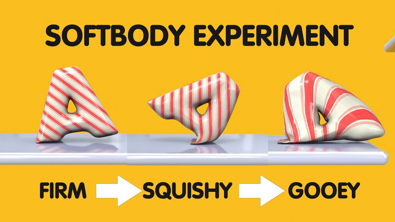Firm vs Super Squishy Dynamic Softbody Letter Experiments