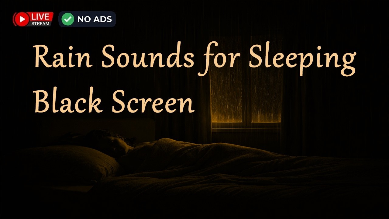 Rain Sounds for Sleeping Black Screen - 24/7 Natural Rain Sounds for Sleeping (No Ads)