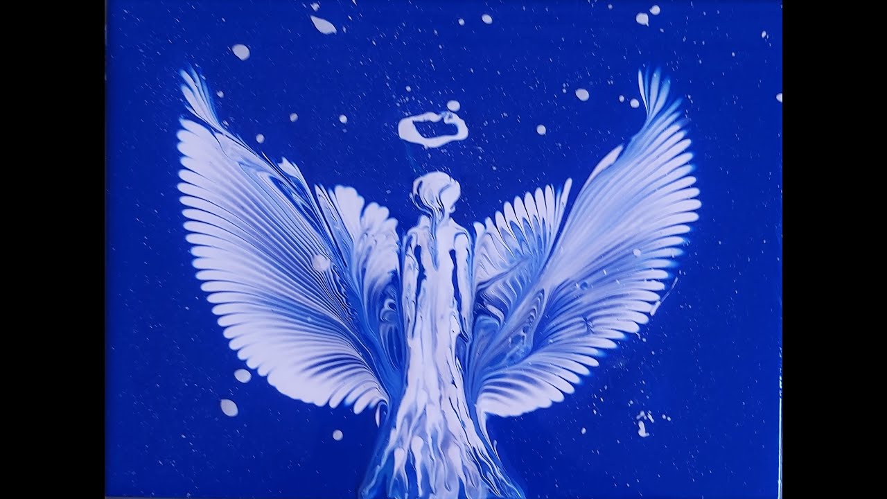 261  AN ANGEL - CHAIN PULL #AcrylicPouring #CreateWithMe
