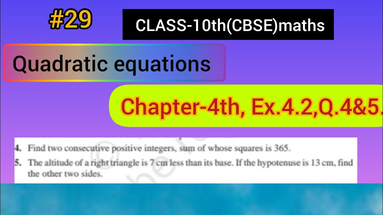 CLASS-10th(CBSE),Maths,Chapter-4th,Ex.4.2,Q.4&5.###maths.