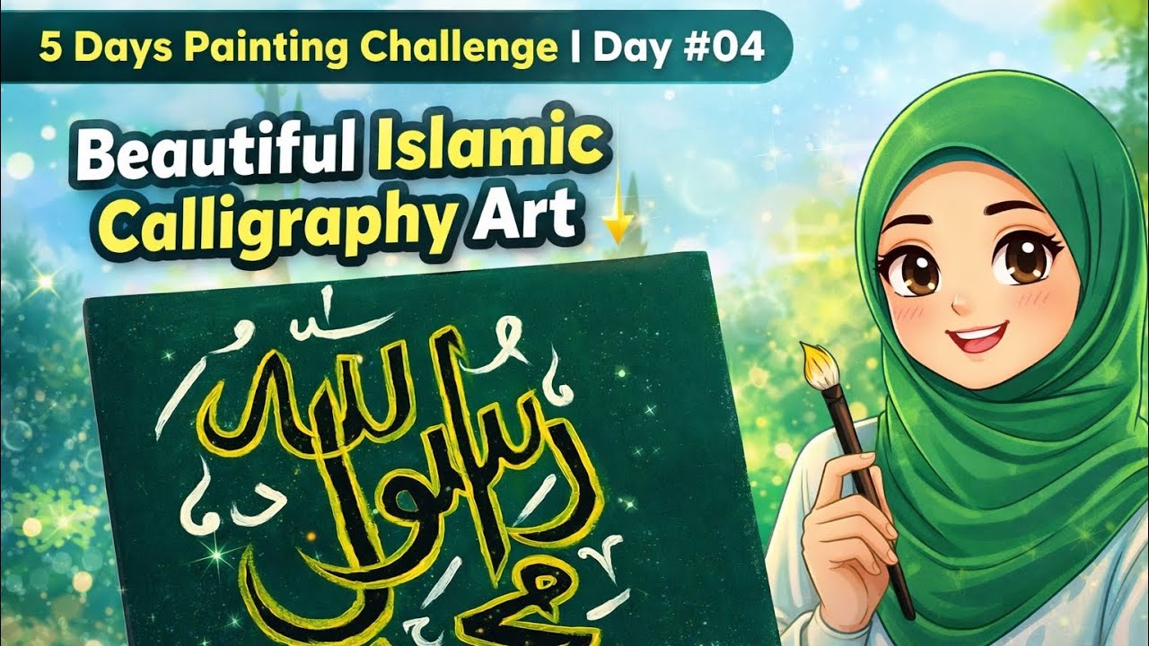 5 days painting challenge 🖌️🎨 Day # 04 #5DaysPaintingChallenge#Day04#IslamicCalligraphy#Calligraphy