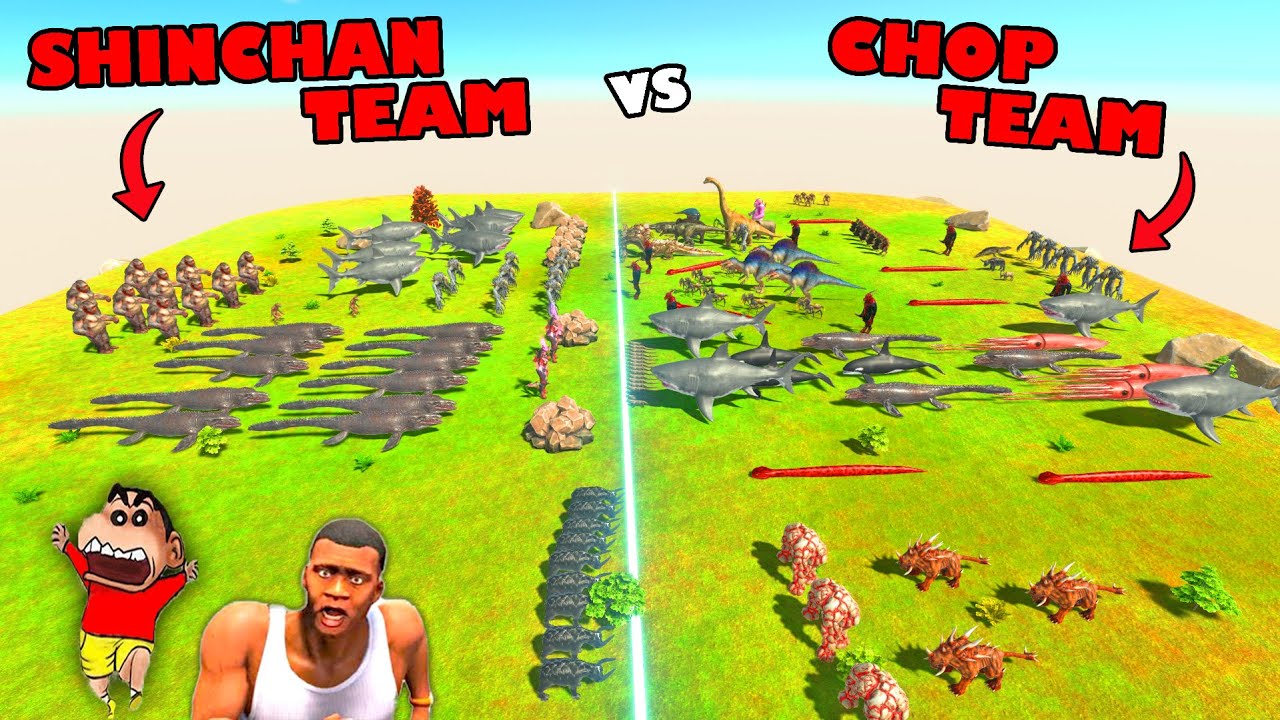 SHINCHAN TEAM vs CHOP TEAM of $10,000 in Animal Revolt Battle Simulator with FRANKLIN x GTA 5