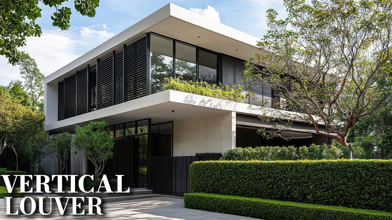 Innovative Modern House Design with Vertical Louver for Shading and Privacy
