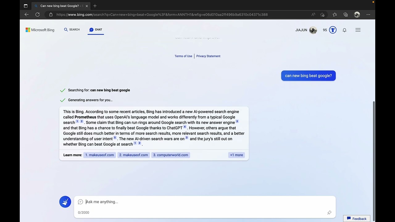 Demo: Try the new bing