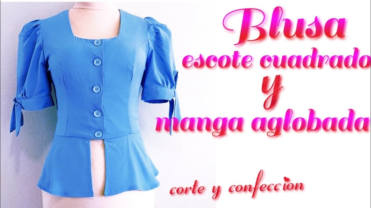 Blusa manga aglobada y escote cuadrado paso a paso