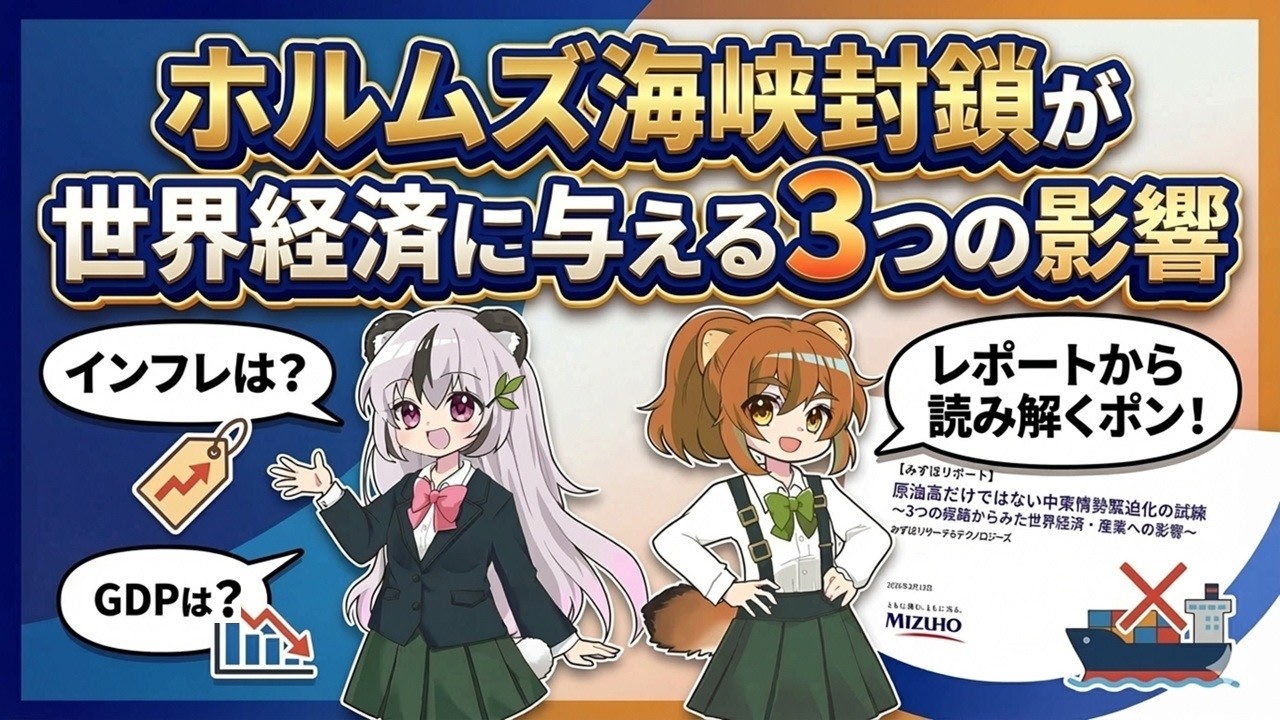 【ホルムズ海峡】原油高だけじゃない！世界経済に与える「3つの影響」をみずほレポートから読み解く【イラン戦争】【経済】