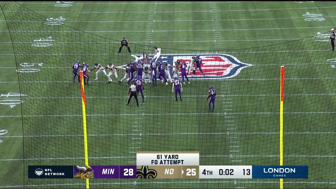 Vikings win as Saints Wil Lutz BARELY misses game tying field goal