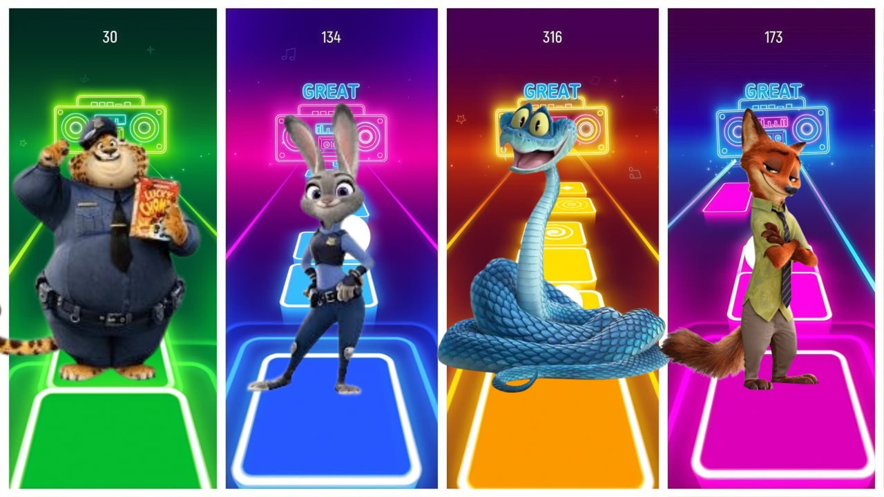 ZOOTOPIA Tiles Hop EDM Rush🎶| Who Is Best?