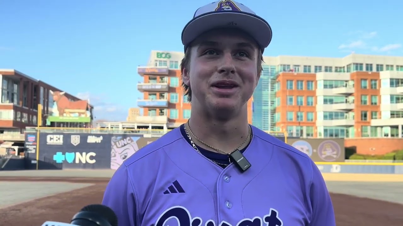 ECU Baseball’s Grady Lenahan, Sean Jenkins, and Cliff Godwin after the win against UNC