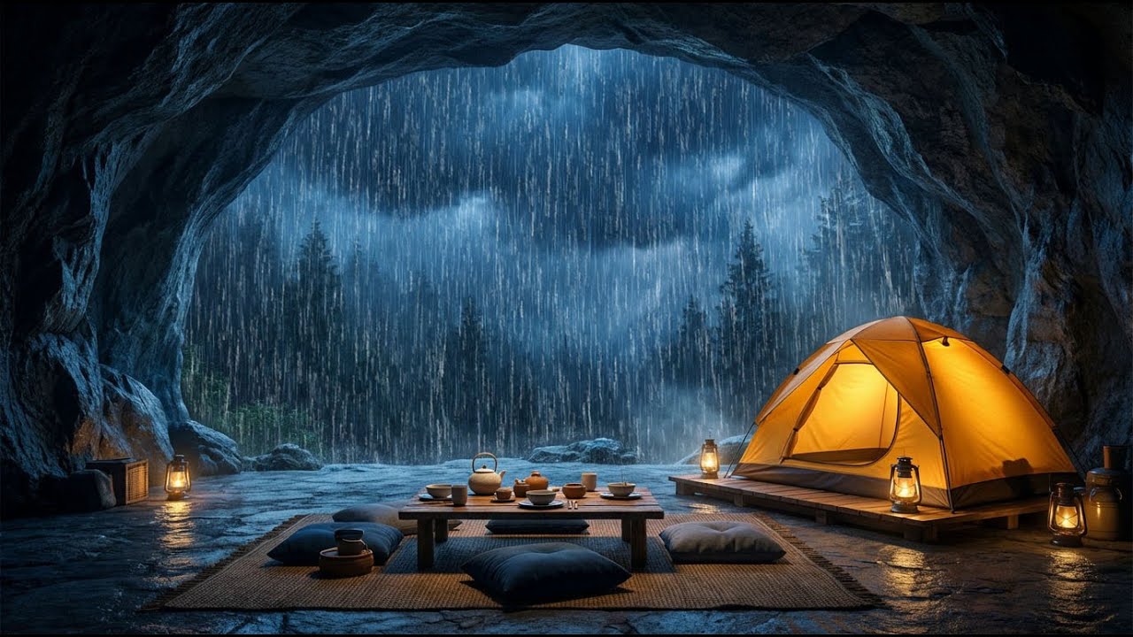 RAIN SOUNDS CAVE AMBIENCE FOR STUDY FOCUS & MENTAL CLARITY