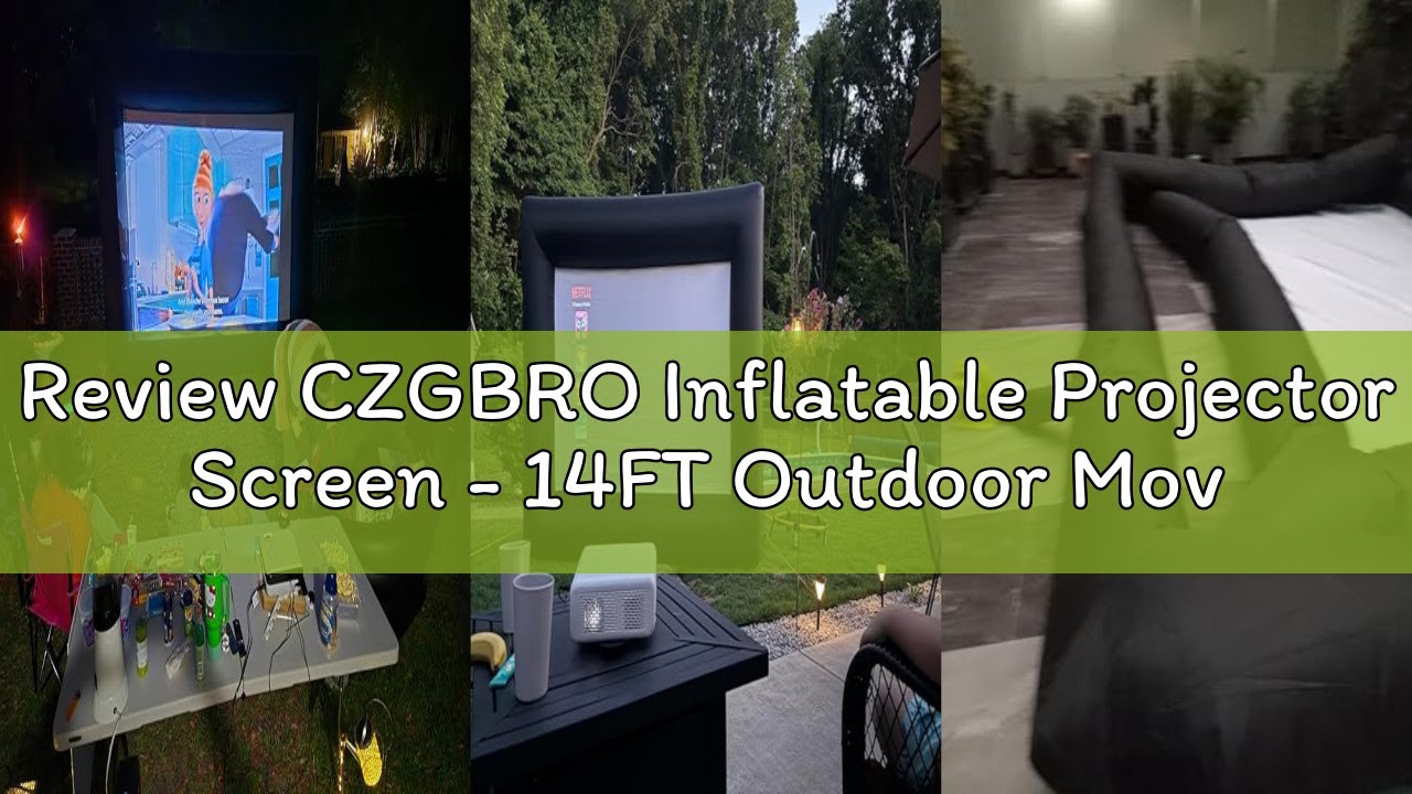 Review CZGBRO Inflatable Projector Screen - 14FT Outdoor Movie Screen Blow Up for Movie Parties Back