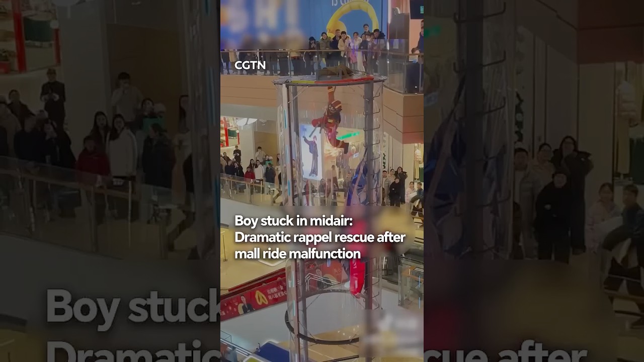 Boy stuck in midair: Dramatic rappel rescue after mall ride malfunction