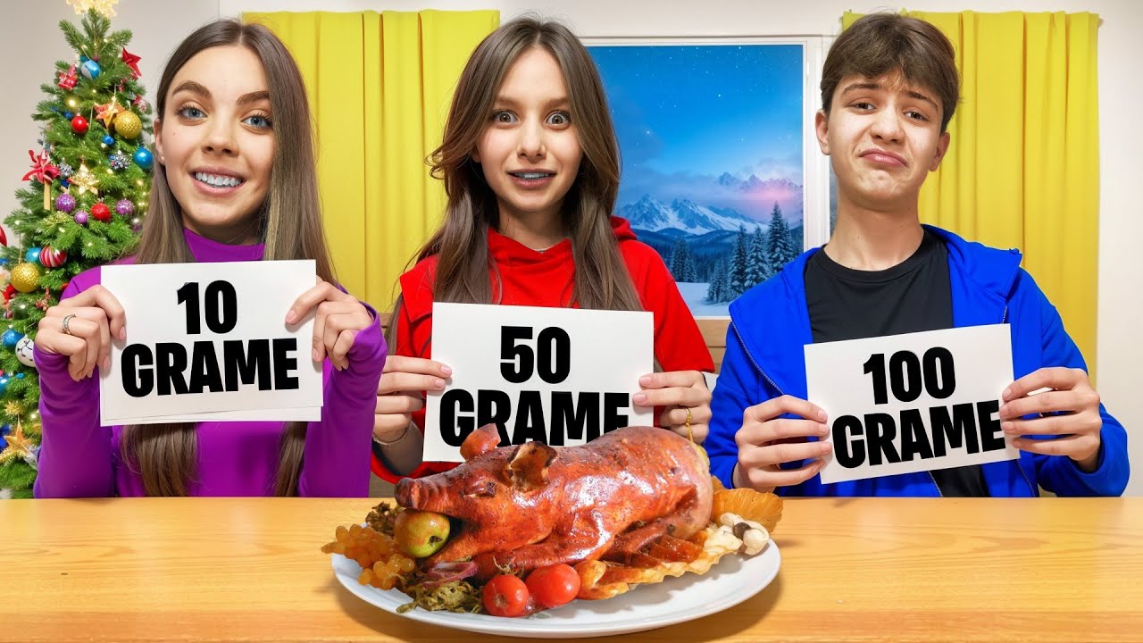 10 VS 50 VS 100 GRAME CHALLENGE * MÂNCARE de CRACIUN