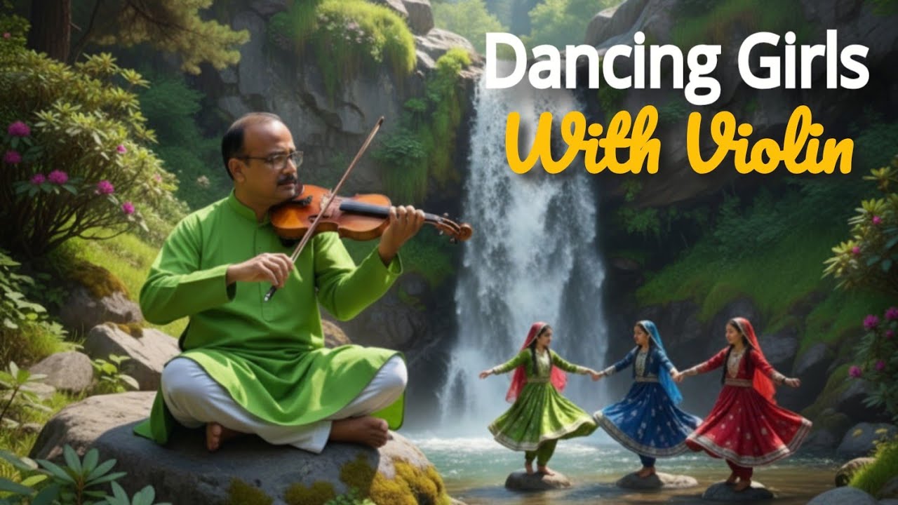 Dancing Girls with Violin infront of Waterfalls