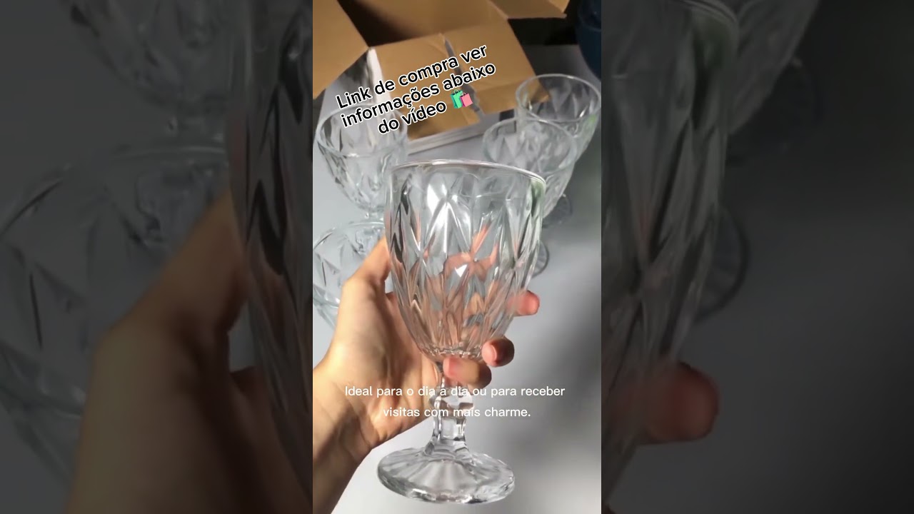 Jogo de Taça Diamante Copo Vidro Transparente Bico De Jaca 330ml