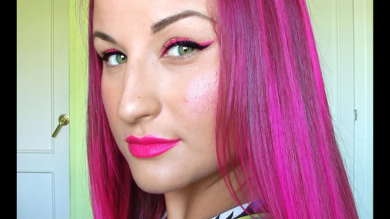 TUTORIAL:Doble eyeliner rosa&negro y labios rosa fuxia.Colores cálidosPERFECTOS PARA EL VERANO