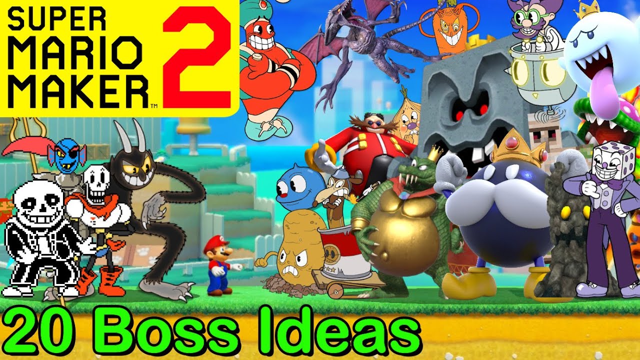 Mario Maker 2 - 20 BOSS IDEAS (Cuphead, Undertale, Minecraft, Sonic) (Mario Maker 2 Boss Battles)