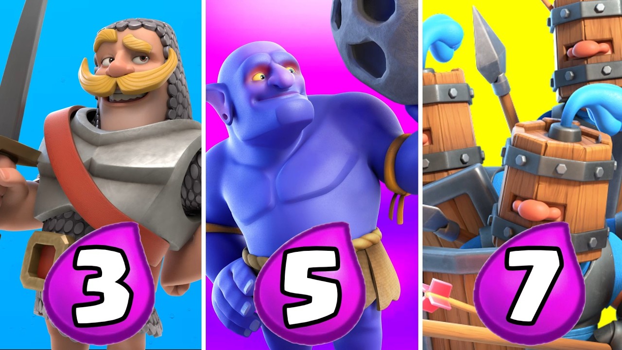 LA MEJOR CARTA por cada COSTE de ELIXIR de CLASH ROYALE