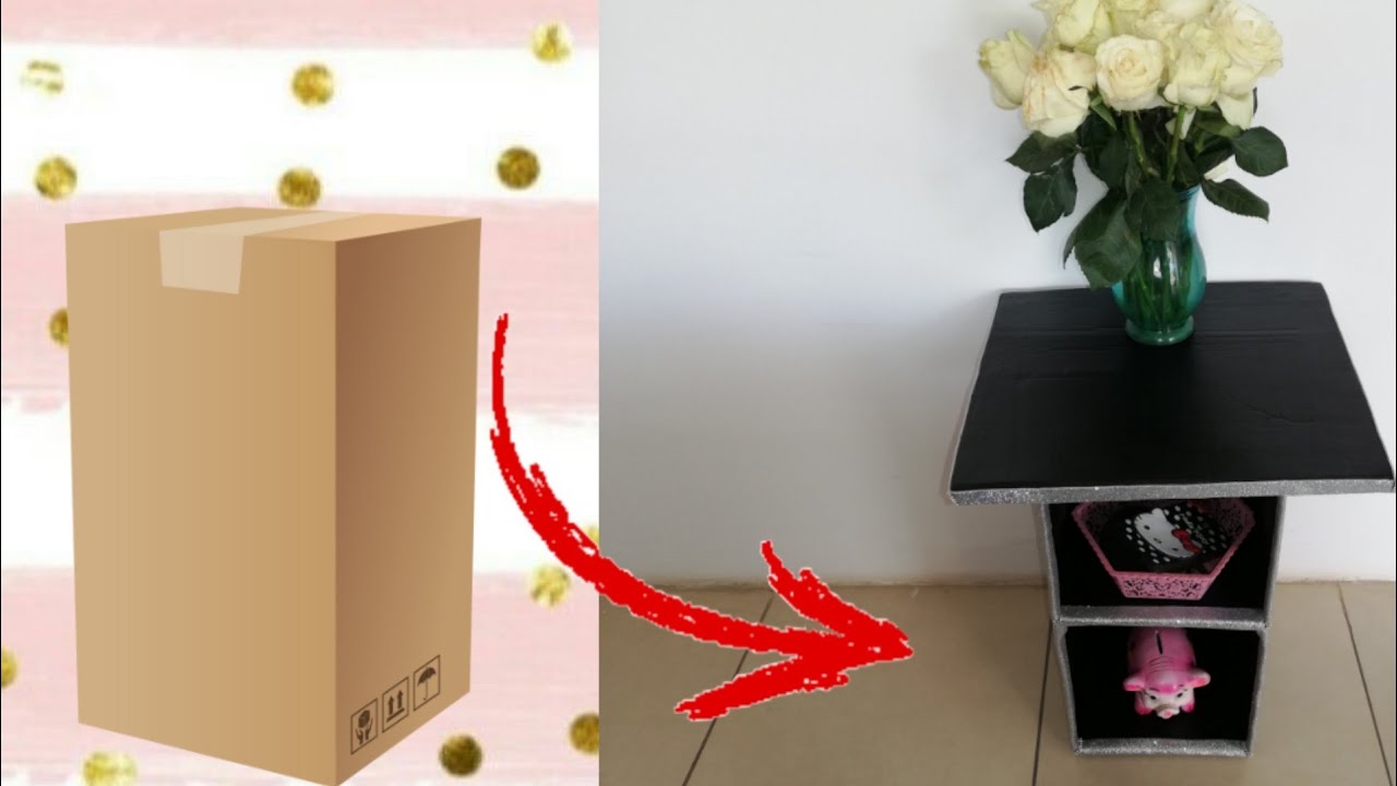 Diy Room Decor idea Mesa de noche echa con cajas de cartón/reciclando ♻️ table with cardboard box /