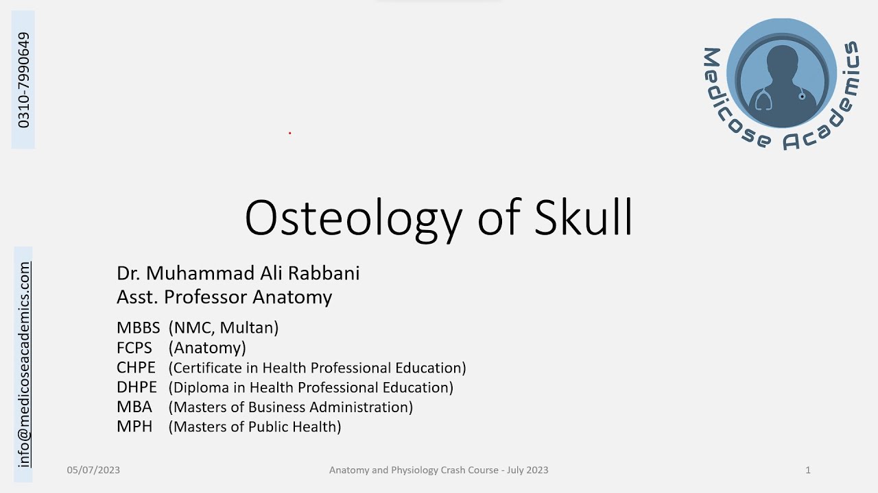 Osteology of Skull - Crash Course July 2023