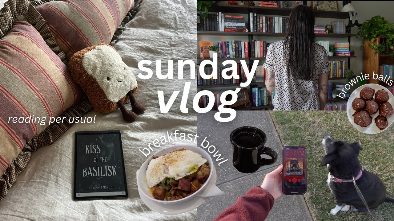 Sunday vlog: reading vlog, priority spring tbr, making brownie balls, diner breakfast