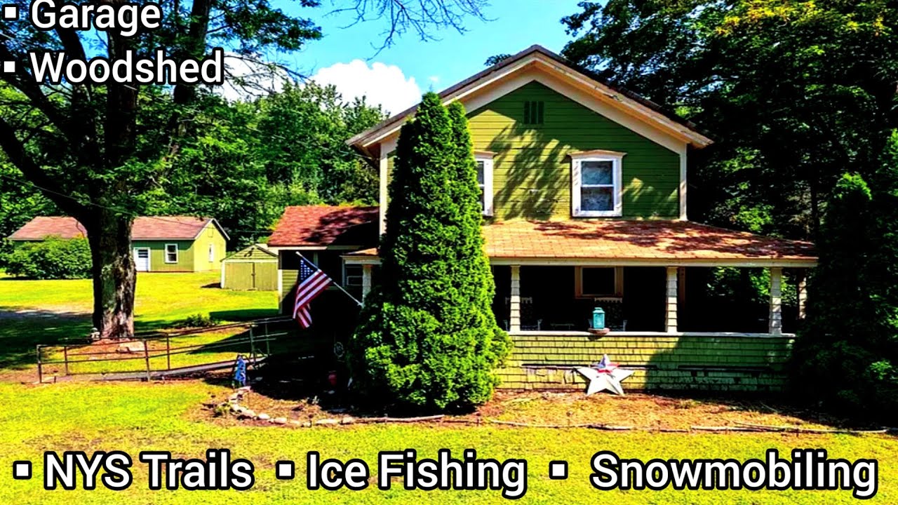 New York Waterfront Farmhouse For Sale | $149k | 12+ acres | Pond | Barn | Investment Opportunity