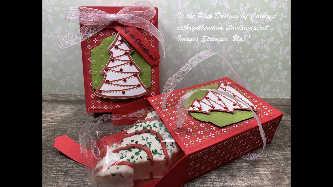 LITTLE DEBBIE CHRISTMAS TREE CAKE BOX with GINGERBREAD and PEPPERMINT - Stampin' Up!