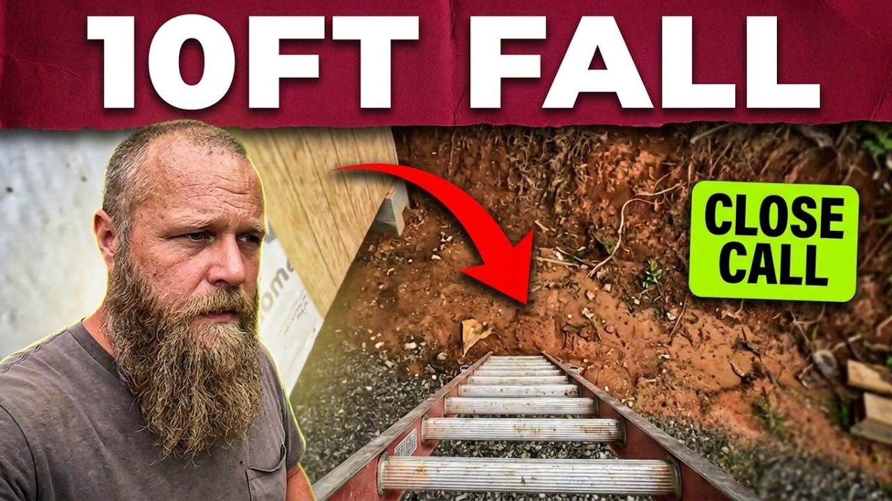 Huge ACCIDENT could have been FATAL!  DIY Tiny House Cabin Build  12x24 Part 5