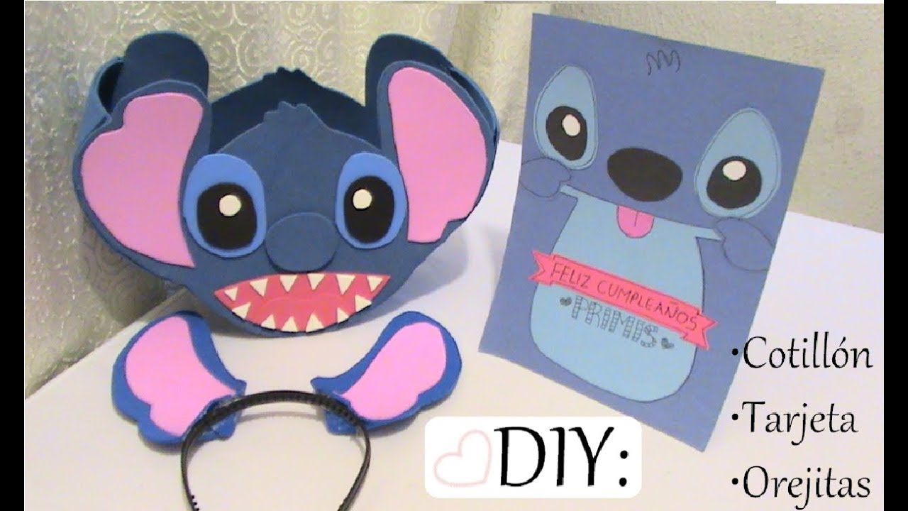 Tarjeta, Dulcero & Orejitas de STITCH (Regalo/Decoraciones) Tutorial Paso a Paso ღ
