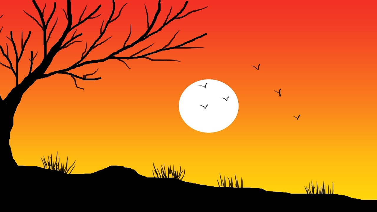 Beautiful natural scenery drawing ll paint drawing ll computer art and design ll ms paint 🫟🎨