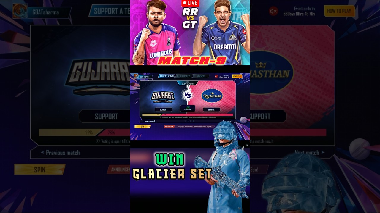 MATCH- 9 🤯 RR vs GT || 100% GLACIER SET CONFIRMED🗿