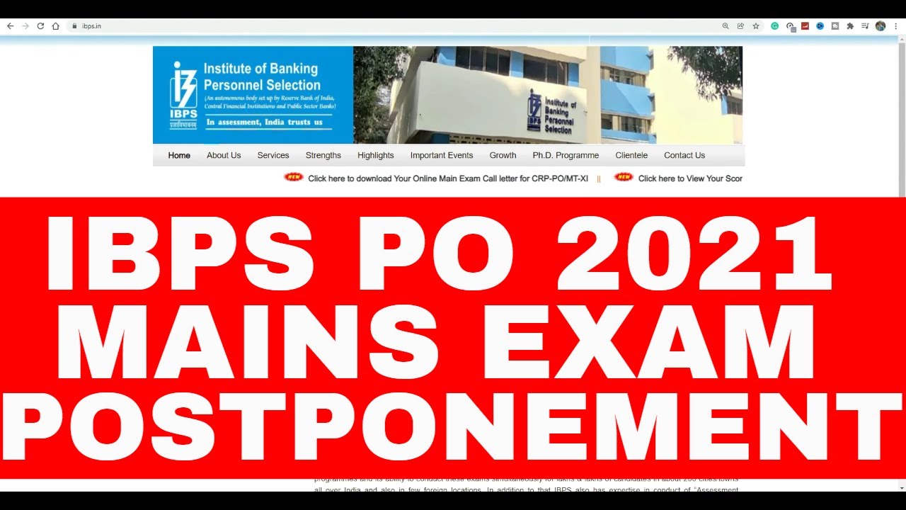 IBPS PO MAINS 2021 EXAM POSTPONEMENT
