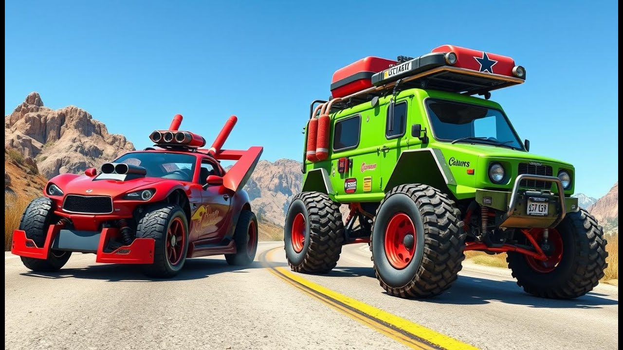 Breaking Cars with RANDOM PARTS Downhill Races in BeamNG Drive Mods!
