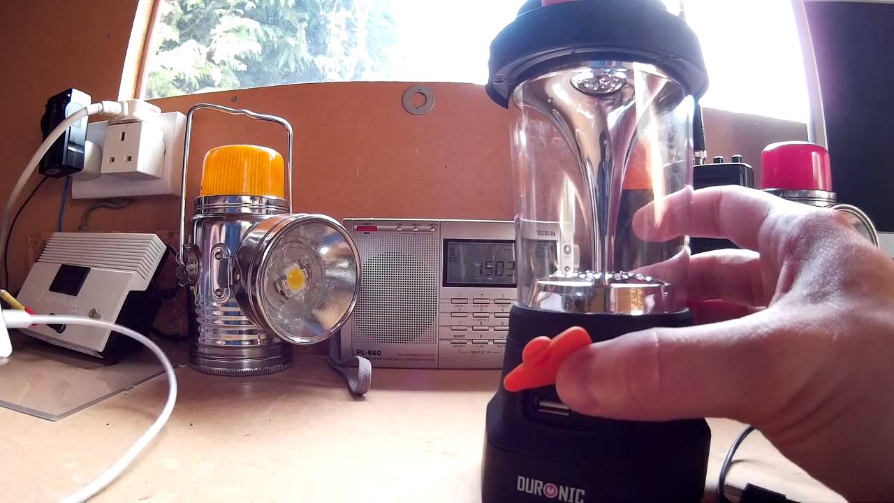 4 in 1 Duronic Windup LED Hurricane Lantern with usb charger