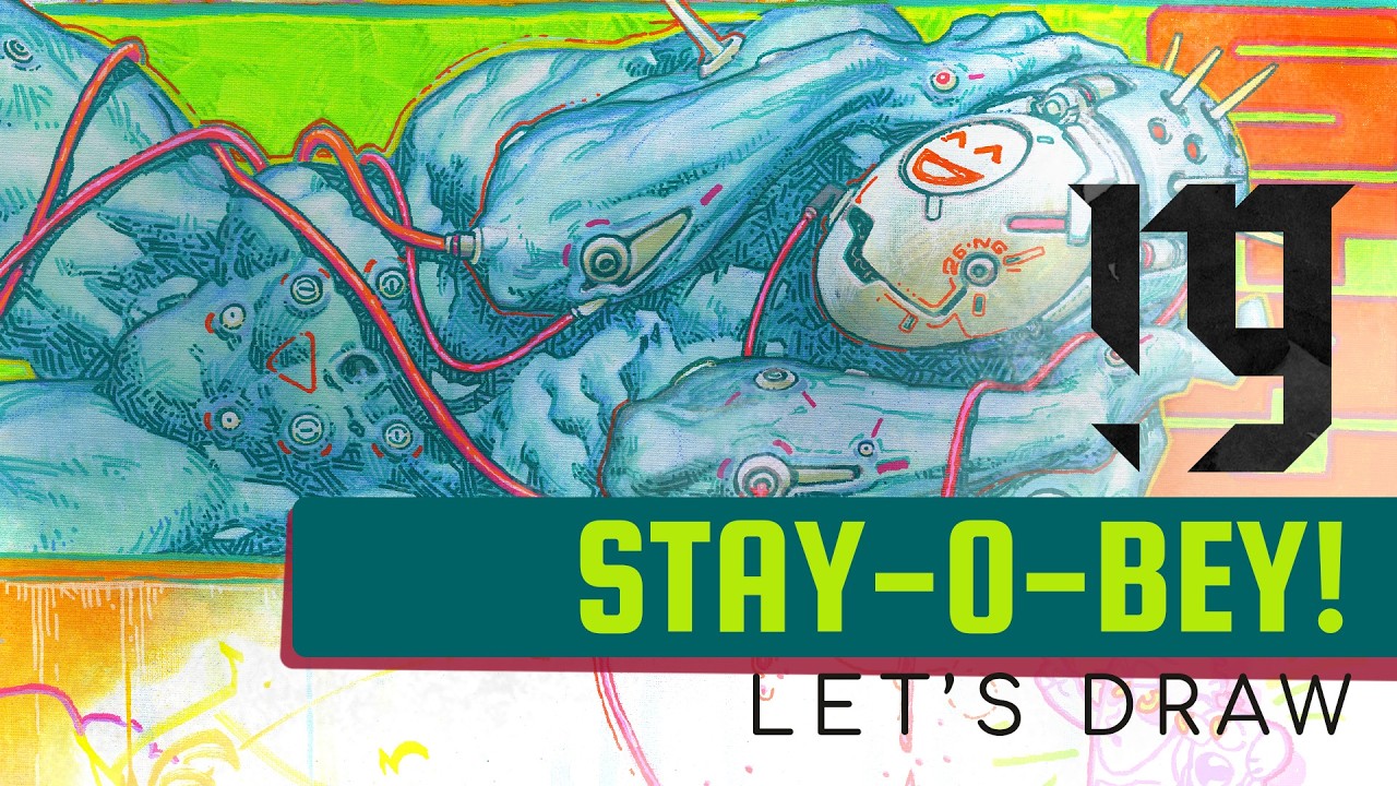 FUELSTAINS - Let's DRAW - Stay-0-Bey A2 Canvas Mixed Media painting Full Process timelapse [4k]