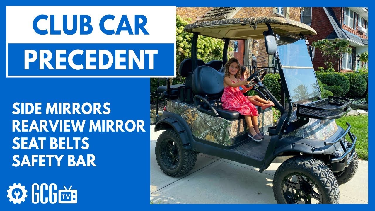 Club Car Precedent LED Side Mirrors, Rearview Mirror, Seat Belts, Safety Bar | Golf Cart Garage