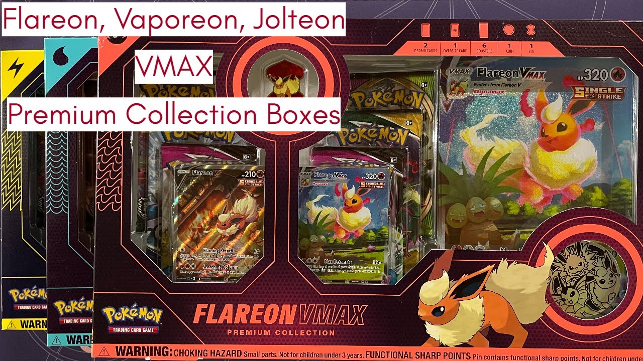 Pokemon Flareon, Vaporeon, & Jolteon VMAX Premium Collection Boxes