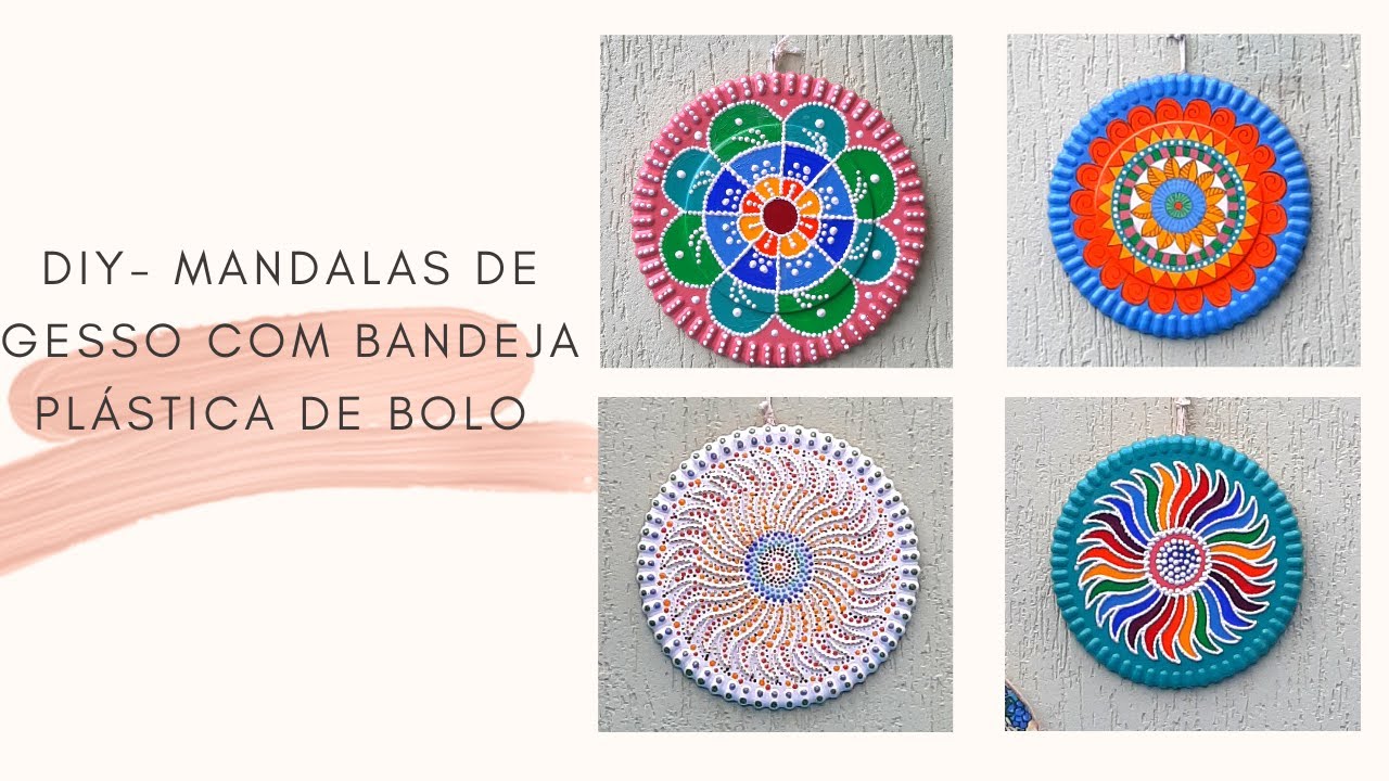 DIY - MANDALAS DE GESSO COM BANDEJA PLÁSTICA DE BOLO
