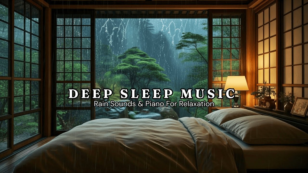 Peaceful Rain & Piano Music - Calm Your Mind, Relieve Stress, and Fall Asleep Easily | Warm Bedroom