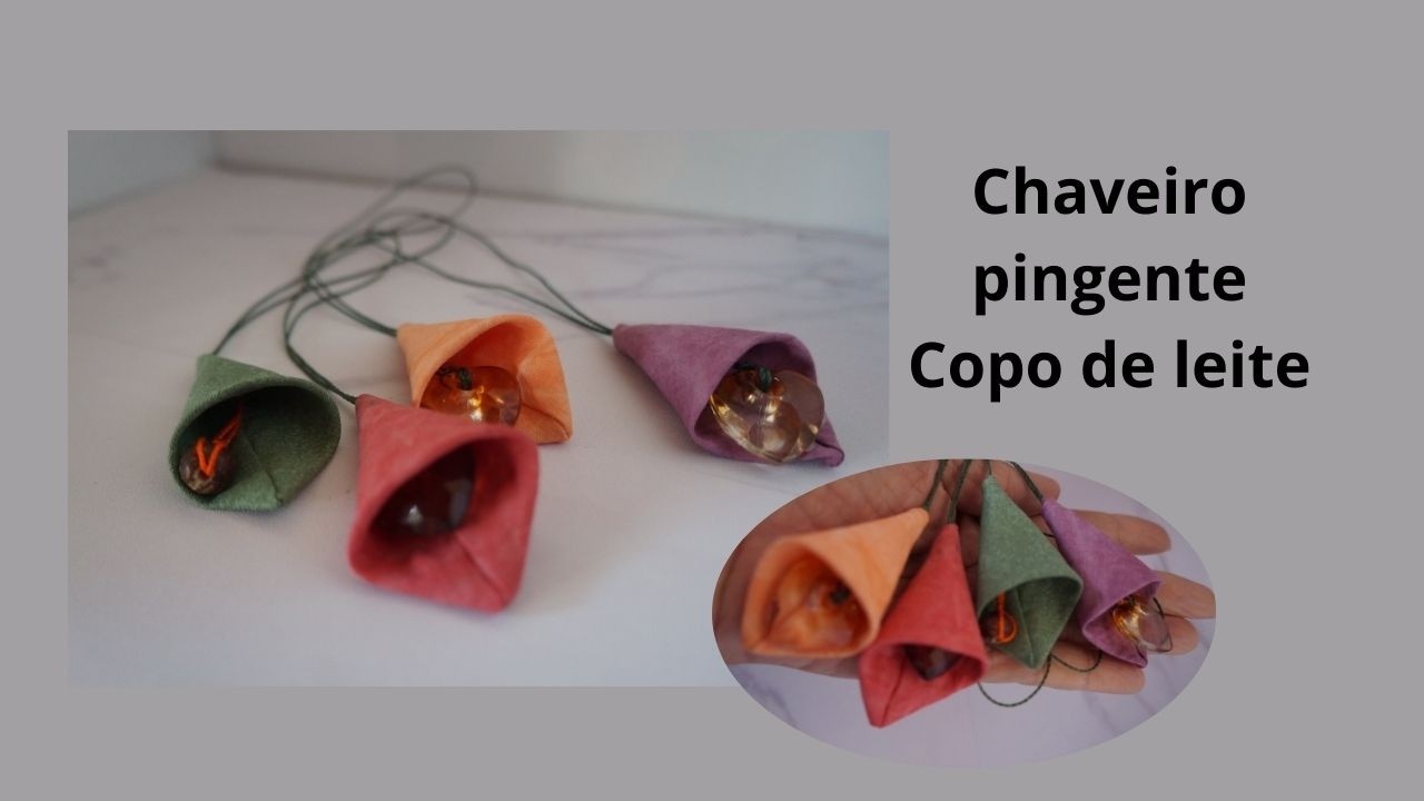 Chaveiro pingente de tecido  copo de leite