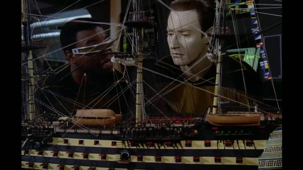 Geordi shares his hobby with Data